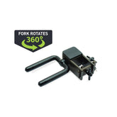 Bow holder with 360-degree fork rotation for various bows